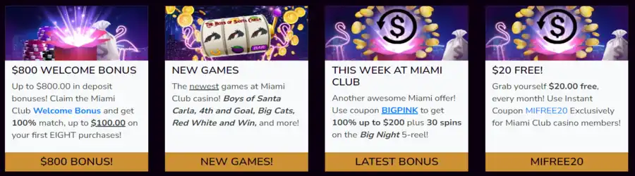 Miamiclub Casino Welcome Bonuses
